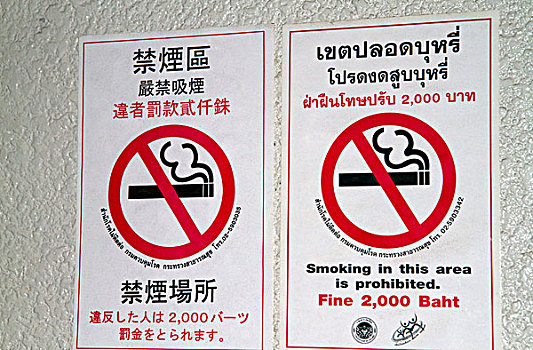 禁止吸烟标志,大皇宫,曼谷,泰国