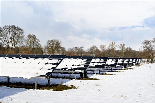 太阳能电池板,地点,雪