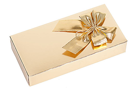 金色,礼盒,蝴蝶结,白色背景