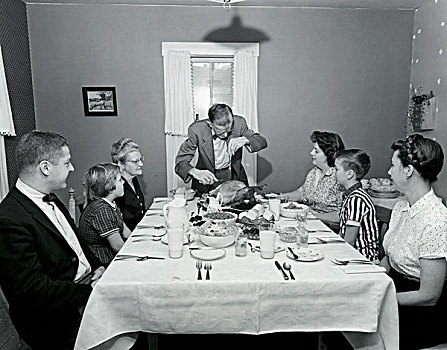 家庭,餐桌,感恩节