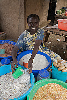 女人,销售,食物杂货,市场,朱巴,南,苏丹,十二月,2008年