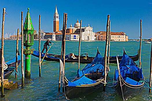 小船,教堂,圣乔治,背景,威尼斯,意大利