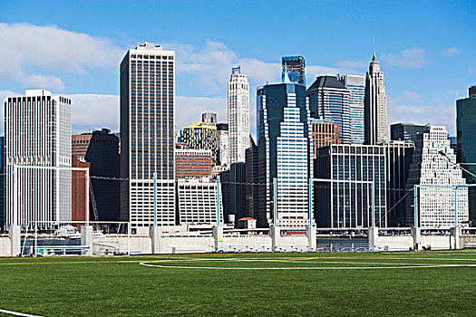 足球场,下曼哈顿,天际线,纽约,美国