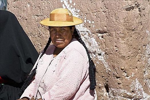 肖像,中年,女人,局部,婚礼,塔丘勒岛,提提卡卡湖,普诺,秘鲁