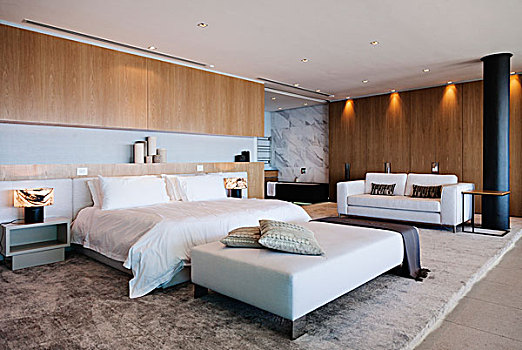 床,沙发,现代,卧室