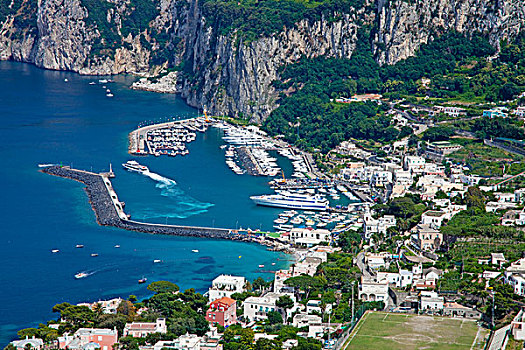 风景,码头,大,港口,卡普里岛,那不勒斯湾,坎帕尼亚区,区域,意大利,欧洲