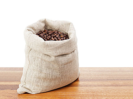 袋,包,满,煮咖啡,咖啡豆,白色背景