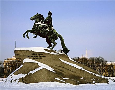骑士雕塑,铁,骑乘,彼得斯堡,彼得大帝,西北,俄罗斯