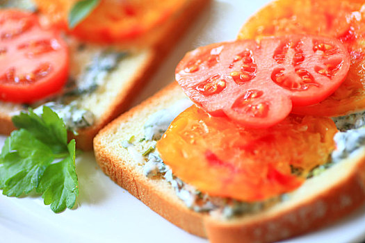 西红柿,三明治,白色背景,面包