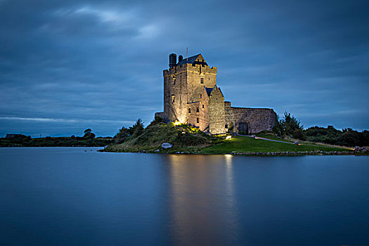 黎明,上方,城堡,16世纪,靠近,金瓦拉,戈尔韦郡,爱尔兰