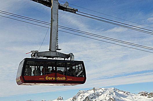 吊舱,线缆,滑雪,胜地,瑞士,欧洲