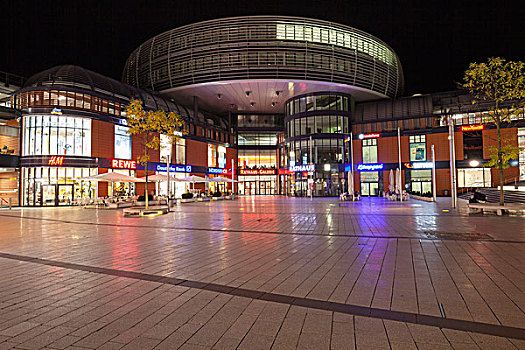购物中心,夜晚,北莱茵威斯特伐利亚,德国,欧洲
