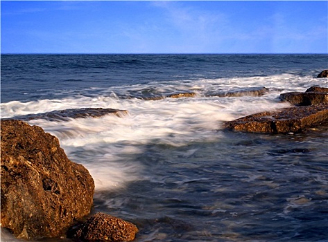 石头,平滑,海洋,波浪