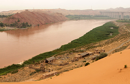 黄河,惊奇,风景,沙坡头,河,景色,区域,宁夏,省,中国