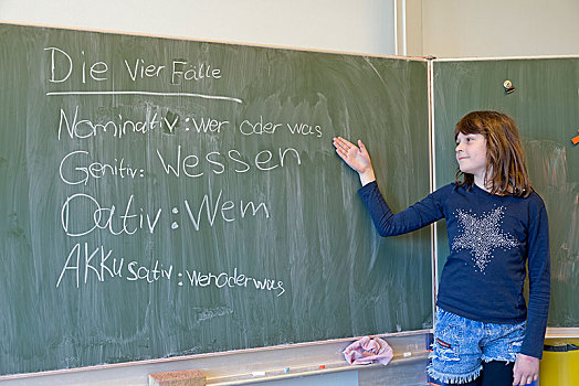女孩,黑板,德国人,班级,小学,德国,欧洲