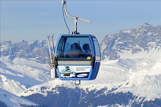 滑雪缆车,上面,达沃斯,格劳宾登州,瑞士,欧洲