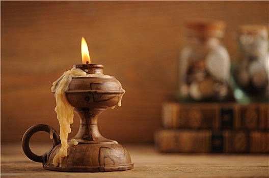 老,蜡烛,木桌子,旧书,背景