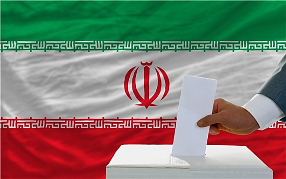 男人,投票,选举,伊朗,正面,旗帜