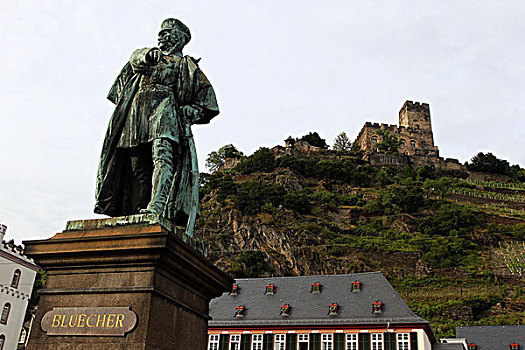 雕塑,城堡,考布,莱茵河,河,莱茵兰普法尔茨州,德国,欧洲