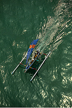 航拍,船,近东,海岸,巴厘岛,印度尼西亚