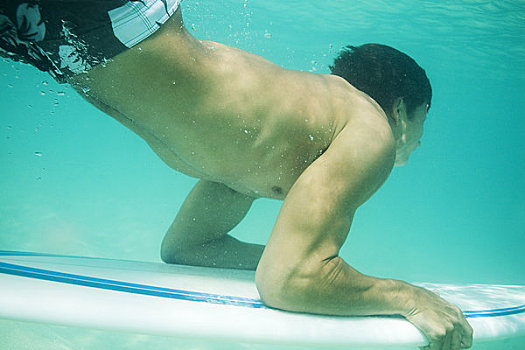 男人,水下,水,冲浪板