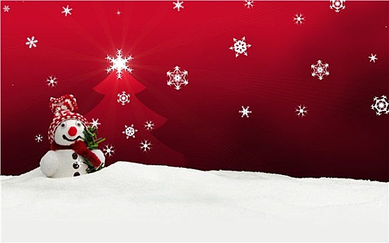 雪人,圣诞快乐,红色
