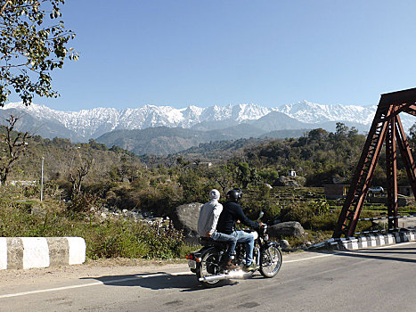 摩托车,途中,靠近,山,喜马偕尔邦,未知