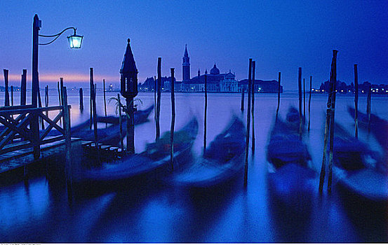 小船,黄昏,圣乔治奥,马焦雷湖,威尼斯,意大利