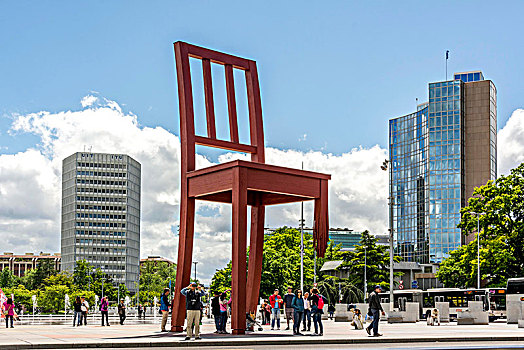 破损,椅子,纪念,受害者,日内瓦,瑞士,欧洲