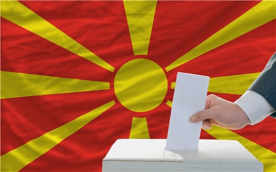男人,投票,选举,马其顿,正面,旗帜
