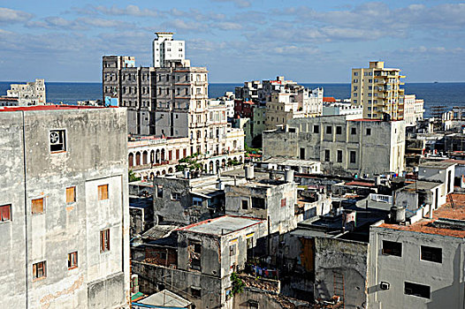 屋顶,城市,中心,哈瓦那,古巴,大安的列斯群岛,墨西哥湾,加勒比海,中美洲,北美