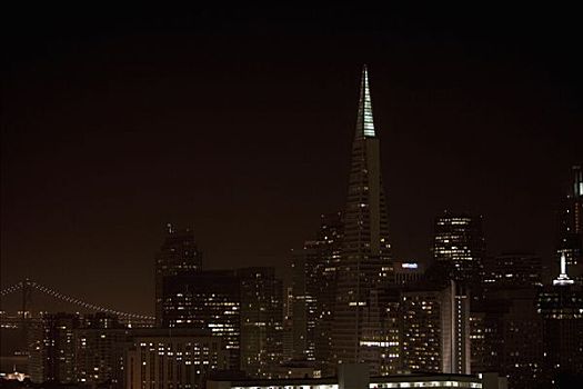 夜晚,旧金山,加利福尼亚,美国