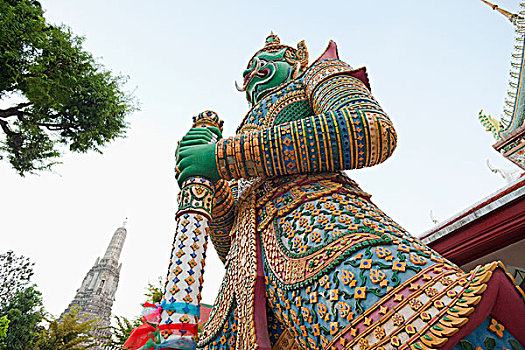 泰国,曼谷,郑王庙,雕塑,寺庙,黎明