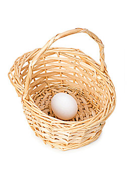 篮子,一个,鸡蛋,隔绝,白色背景