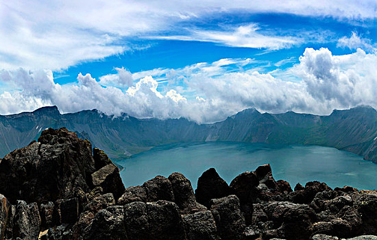 长白山天池火山口自然景观