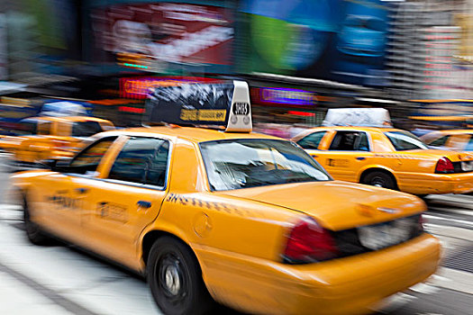 黄色出租车,出租车,时代广场,曼哈顿,纽约
