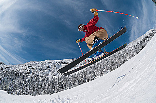 女人,跳跃,滑雪,佛蒙特州,美国