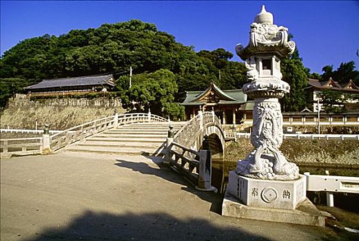 神祠,靠近,拱桥,四国,日本