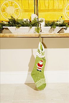 圣诞袜,悬挂,桌子
