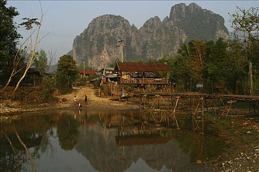 怪诞,山峦,风景,万荣,北方,老挝