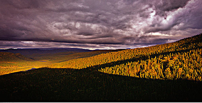 日出,风暴,格罗莫讷国家公园,纽芬兰,加拿大