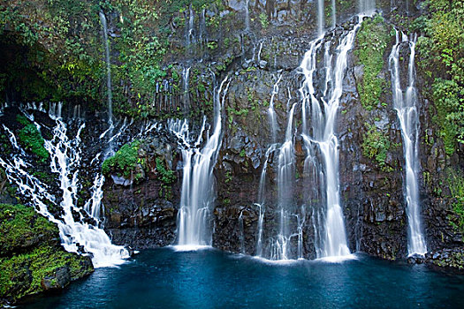 瀑布,溪谷,留尼汪岛,印度洋