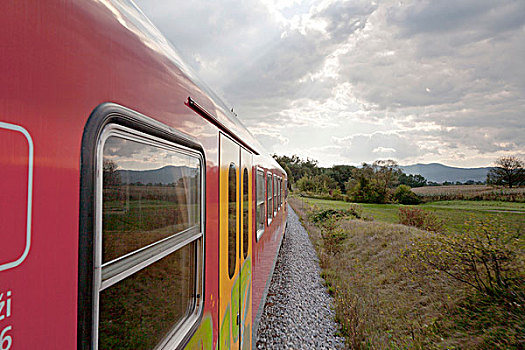 列车,通过,乡村,斯洛文尼亚,欧洲