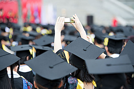 毕业生,照相,手机,毕业典礼
