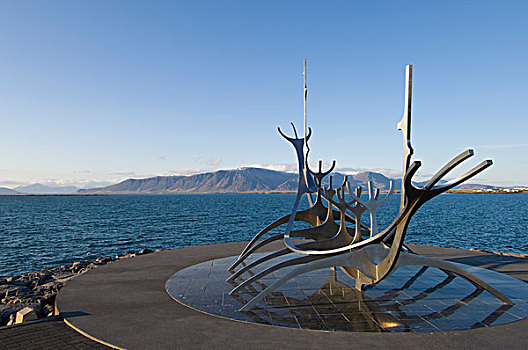雕塑,维京,船,雷克雅未克,冰岛