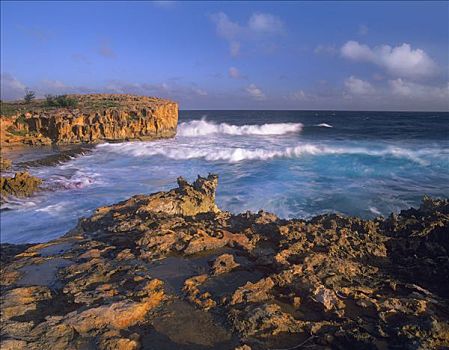 太平洋,悬崖,湾,考艾岛,夏威夷
