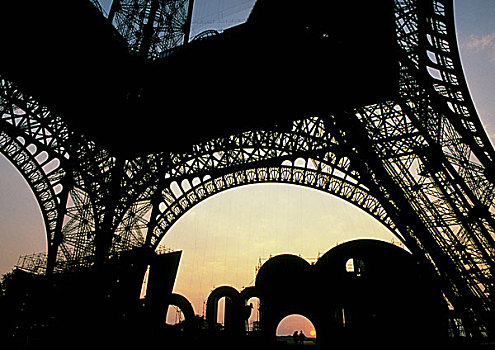 法国,巴黎,剪影,埃菲尔铁塔,局部,风景