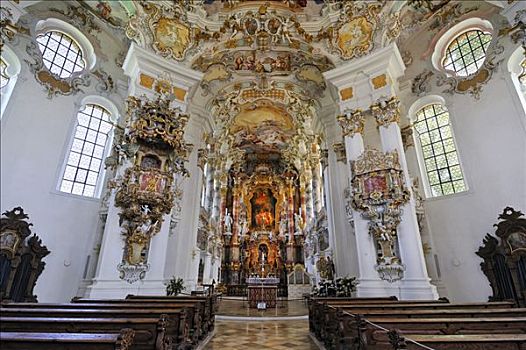 主祭台,壁画,教堂,靠近,地区,巴伐利亚,德国,欧洲