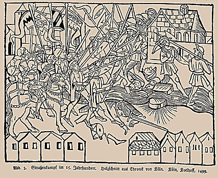 街道,争斗,15世纪,科隆
