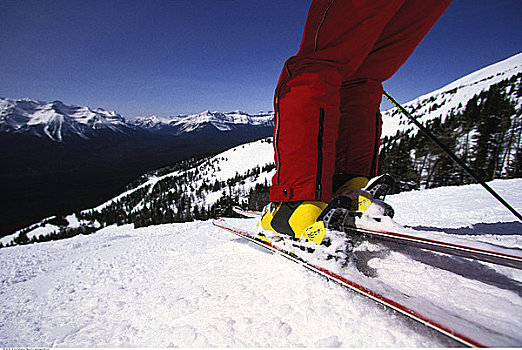 滑雪者,腿,速度,山